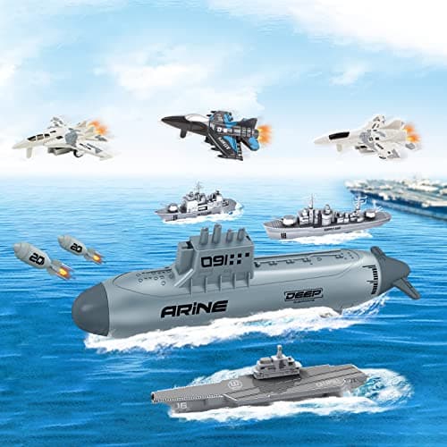 deAO Kids Army Toys, Aircraft Carrier Military Battleship Submarine Playset — view 2