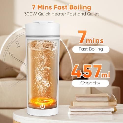 500ML Portable Travel Electric Kettle, Stainless Steel Automatic Shut — view 6