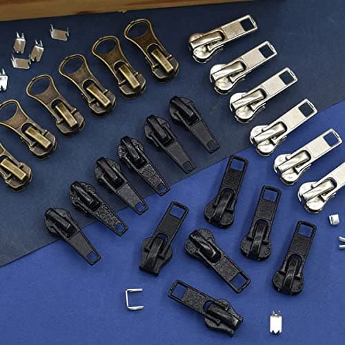 24 Pcs #5#7 Zipper Sliders Replacement Zipper Pull Repair Kit Includes top and Bottom stoppers for Clothing Bags Purses Luggage Metal Plastic Nylon Coil Jacket Zippers Supplies — view 5