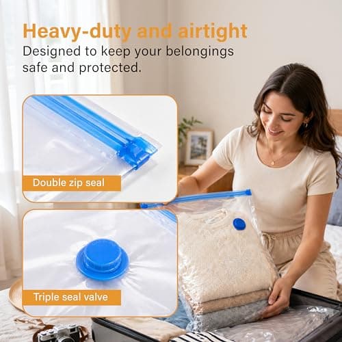 DID Jumbo Vacuum Storage Bags 70cm x 100cm for Clothes, Blankets & Bedding, Space Saving Compression Bags Reduce Volume by 80%, Airtight Reusable Vacuum Seal Bags for Travel Home Storage — view 6
