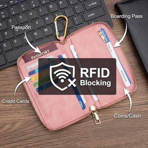 Yuiturt Family Passport Holder, RFID Travel Wallet - Pink — view 4