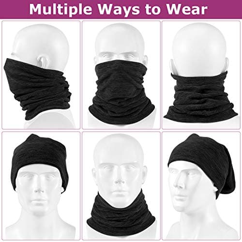 2 Pieces Winter Neck Warmer Gaiter Fleece Ski Neck Scarf Warm Windproof Balaclava Cold Weather Scarf Tube Cover Bandanas for Men Women Winter Motorcycle Skiing Running Cycling (Black, Purple) — view 4