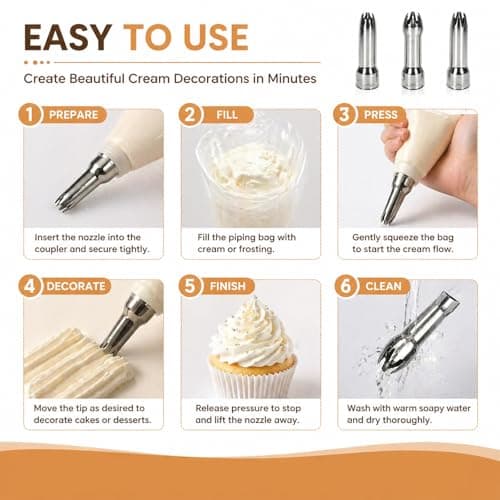 Cream Dispenser Replacement Nozzles Stainless Steel Nozzles Set for Cream Siphon Cream Maker Including Thread Adapter Universal Spare Parts Professional Accessories Suitable for iSi — view 5