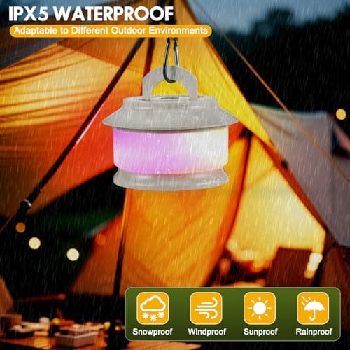 Camping String Lights, 20M/65.6FT String Storage Camping Lamp with 5 Lighting Modes USB Rechargeable Waterproof Multicolor Fairy Lights Reel Lanterns for Outdoor/Indoor/Yard/Tent/Festival Decorations — view 6
