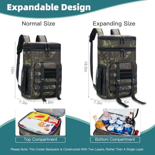 HSHRISH 30LCooler Backpack Double Layer Insulated Tactical Backpack for Men — view 2