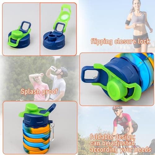 12 Pack Collapsible Water Bottles Bulk for Kids, 500 ml Silicone Bottles — view 3