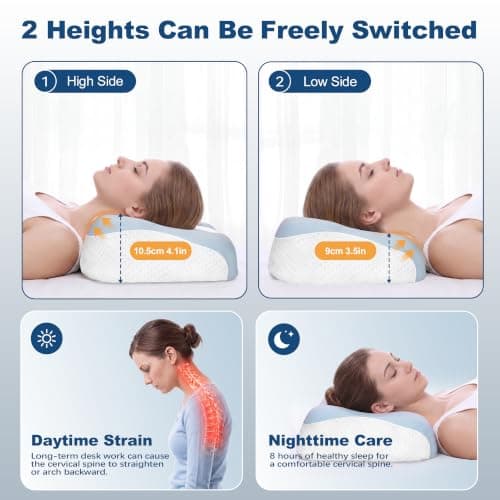 VYLEE Memory Foam Pillow, Neck Pillow, Ergonomic Pillow, Cervical Pillow — view 4