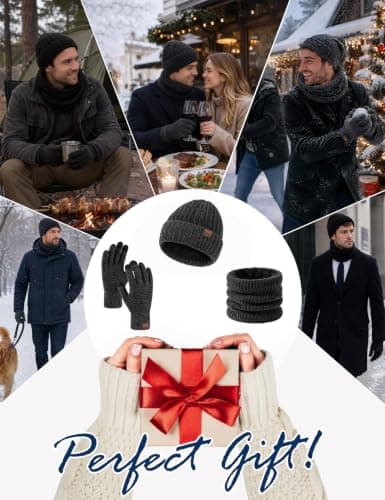 heekpek Hat Scarf Gloves Set for Men Chenille Accessories Set — view 6
