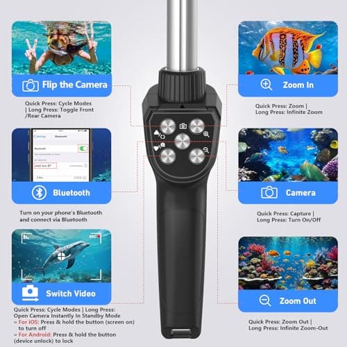 Waterproof Selfie Stick with Phone Case - Professional Underwater Phone Case for with Rechargeable Stick (2th Waterproof Selfie Stick) — view 3