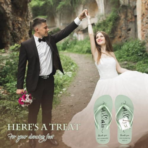 Breathffy 24 Pairs Wedding Flip Flops Bulk Slippers, Sage Green, One Size — view 5
