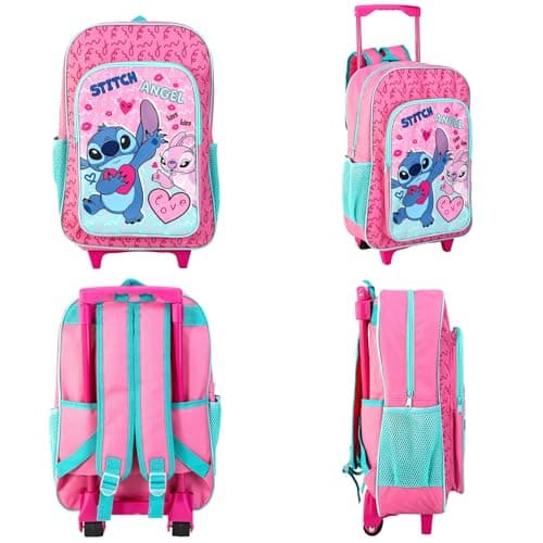 Stitch Deluxe Trolley Backpack Childrens Travel Bag Kids Girls Character Luggage Carrier Suitcase Cabin Bag with Side Mesh Pockets Lilo — view 5