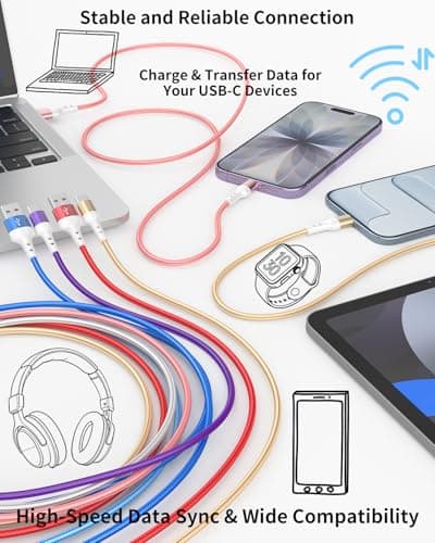 HKYUSHINE USB C Charger Cable, 5-Pack [3/3/6/6/10FT] 3.1A USB A to USB C Cable,Long Neck Reinforced Type C Charger Fast Charging for Samsung Galaxy, Google Pixel, LG, OnePlus, Moto G,iPhone 15/16/17 — view 6