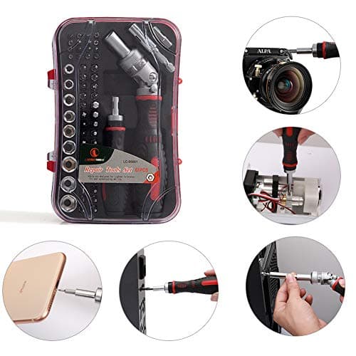 61pc Ratchet Screwdriver Sets, JENABOM Precision Magnetic Screwdriver Bit Set with Ratchet Handle, Repair Tool Kits with Torx & Small Multi Bits, Impact Screwdriver Bit Set in a Storage Case — view 6