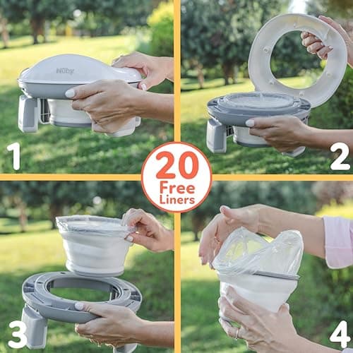 Nuby Go Potty Portable Toddler Toilet, Non-Slip, Travel Ready, Splash Guard, Suitable for 18+ Months (20 Disposable Bags Included) — view 6