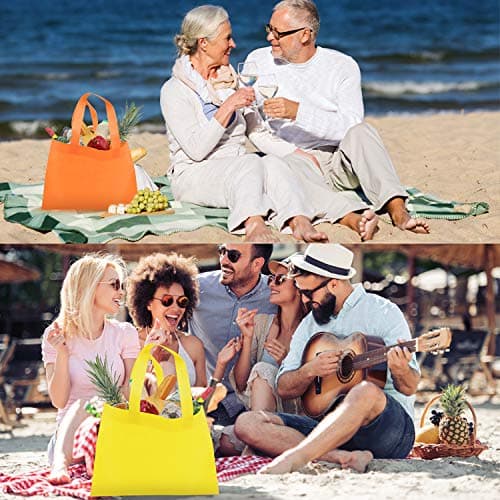 Cisolen 24 Pieces Gift Bag with Handle Large Non Woven Bags Reusable Shopping Bag Party Favor Bags Grocery Tote Bag for Picnic (12 Colors) — view 4