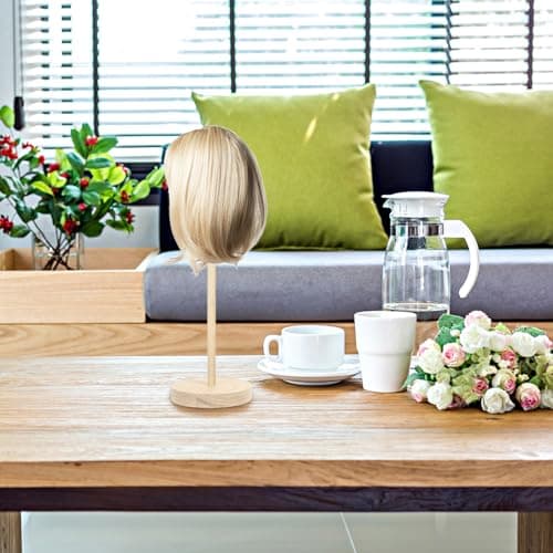 Luxshiny Wooden Wig Stand Holder, 30cm Portable Display Rack for Wigs — view 5