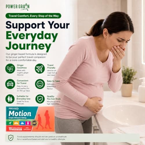 Travel & Motion Sickness Tablets - 500mg Chewable Ginger Rhizome Tablets - Non-Drowsy Nausea & Vomiting Relief - 10 Tablets (Strawberry) — view 5