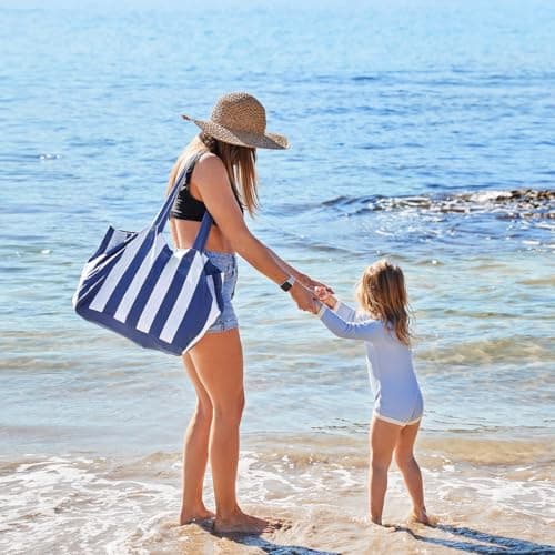 Dock & Bay Everyday Beach Tote Bag - Reusable Beach Handbag & Shopping Carrier - Cabana - Whitsunday Blue — view 2