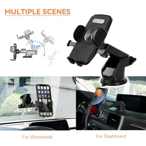 XUKEY Car Phone Holder, Adjustable Air Vent Car Phone Mount 360° Rotation for Dashboard/Windscreen, for iPhone 4.0''-6.4'' Carbon Fiber Black — view 4