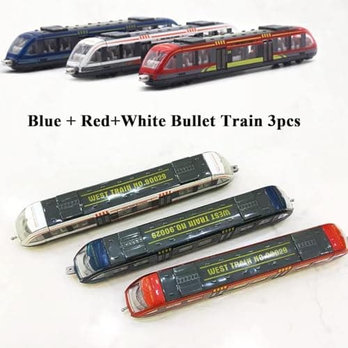 OTONOPI Toy Train Set High Speed Locomotive Engine Die Cast Model Car Sliding Linked Subway Bullet Train Set for Kids Pack of 3 — view 5