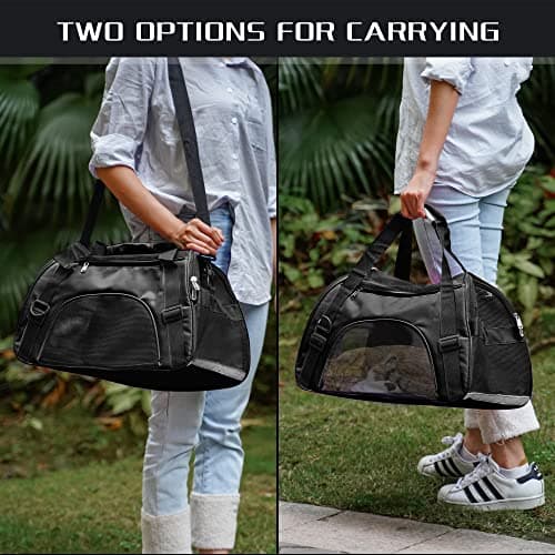 Soft-Sided Foldable Cat/Dog/Pet/Puppy Carrier Bag,Portable Pets Travel Carriers For Cats/Dogs/Pets With Shoulder Strap & Removable Mat,Durable Comfort Cat Basket Airline Approved(Black,Medium) — view 5