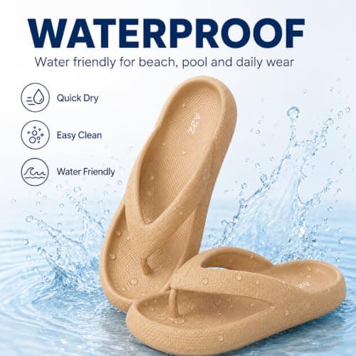A2Z Women EVA Flip Flops Lightweight - Slider LDS 1304 Cream 5/6 UK — view 4