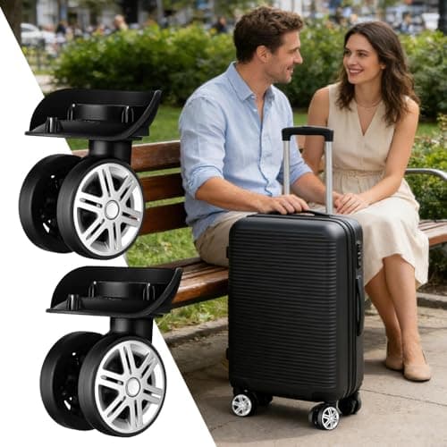 Spinner Luggage Wheels - Smooth Rollers, 2-Piece 360 Degree Replacement Set, Universal Vacation Portable Rolling Gear, Travel Suitcase Carry On School Airplane Makeup Case Trunk Repair — view 5