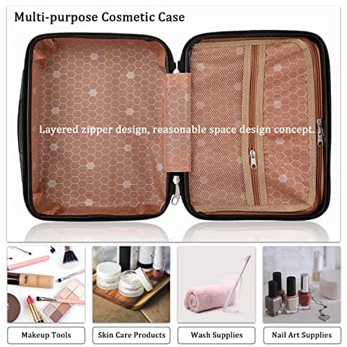 TOLIDA Makeup Travel Case with Elastic Band and Soft Handle, Black — view 3