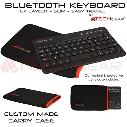 TECHGEAR [Active Strike (S) Slim Line Bluetooth Wireless UK Qwerty Keyboard With Carry Case Works for Samsung Galaxy Tab A8 10.5", Tab A7 10.4" SM-X200 SM-X205, Tab A 10.1 SM-T510 T580 Tablets — view 4