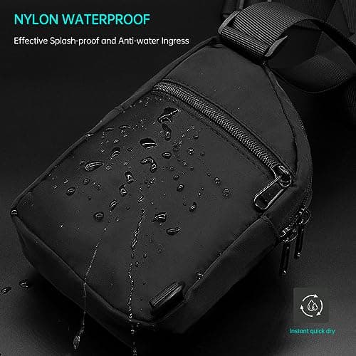 Long Keeper Small Sling Bag Chest Bag - Mini Cross Body Shoulder Bag for Men Women Waterproof Crossbody Sling Phone Bag for Cycling Travel Outdoor Sports, C-black — view 6