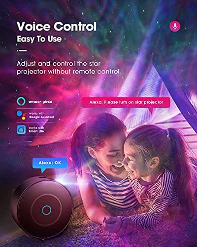 SUPPOU LED WiFi Galaxy Projector, Smart Night Light Kids Adults 3D Star Projector Light with RGB Adjustment/Voice Control/WiFi/Timer Compatible Alexa Google Assistant for Room Decor — view 2