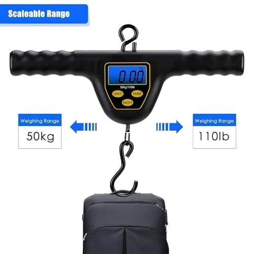 Digital Fishing Scale with Backlit LCD, 50kg/10g High Precision Hanging Scale with Kg/Lb/Oz Conversion, Tare & Data Lock, Portable Luggage Scale for Fishing, Travel and Camping — view 3