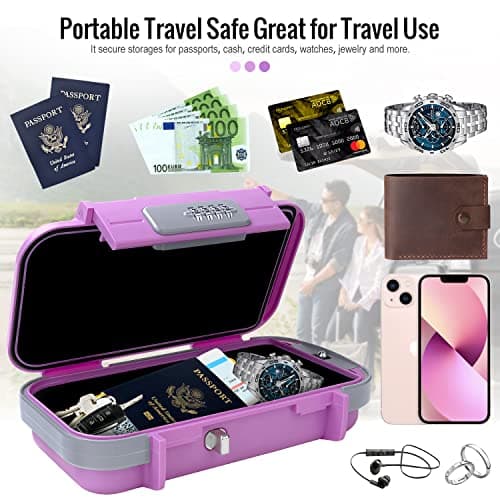 WACCET Portable Safe Box with Code, Combination Security Case Lock Box Waterproof Anti-Theft Mini Travel Safe with Removable Wire Rope Security Safe Box for Home, Office, Hotel, Cars,Travel etc — view 4
