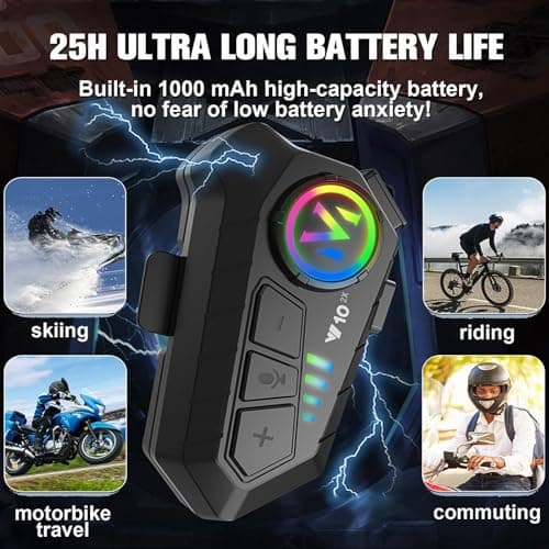 Motorcycle Intercom Helmet Bluetooth 5.3 Headset With Mic IPX6 Waterproof — view 5