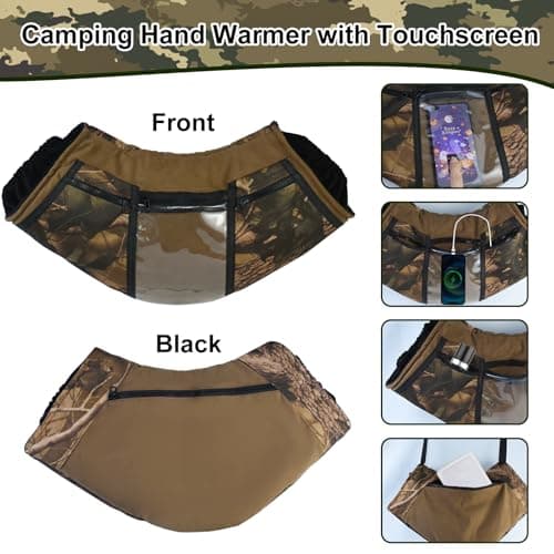 Camo Hunting Hand Warmer Pouch, Polar Fleece Warm Hand Muff Insulated Hunter Hands Warming Pouch Camouflage Hunting Gear with Phone Touchscreen for Men Women Hiking Camping Ice Fishing Cold Protection — view 2