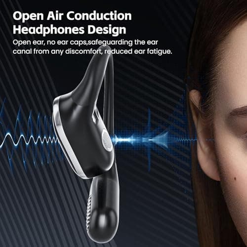 TRAUSI Open Ear Headphones, Wireless Bluetooth Earbuds, 80H Playtime Stereo Ear Buds with ENC Noise Cancelling, IPX7 Waterproof Over Ear Earphones with Earhook for Sports/Running/Gym/Workouts (Black) — view 5