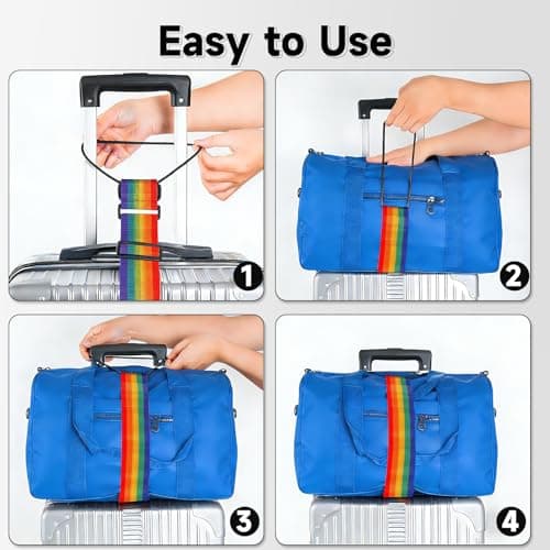 3Pcs Luggage Straps for Suitcases, Elastic Adjustable Suitcase Belt, Durable Nylon Luggage Strap, Carry On Travel Essential Accessories (Black,Colorful, Orange) — view 5