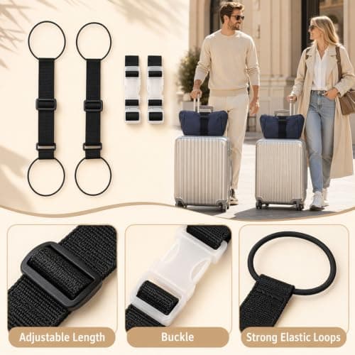 4 Pcs Elastic Luggage Straps for Bags & Suitcases, Travel Accessory — view 3