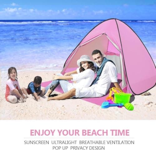 Eplze Automatic Pop Up Beach Tent Instant Portable Quick Sun Shelter for 2-3 Persons (Pink) — view 5