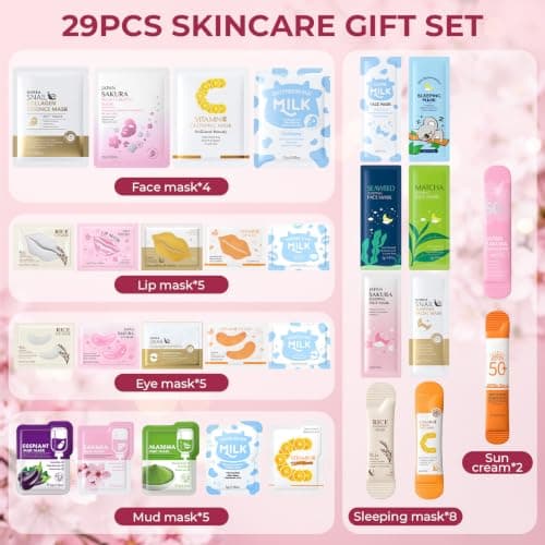 Avvchuy 29 Pcs Face Masks Set, Skincare and Face Mask Gift Kit for Women — view 3