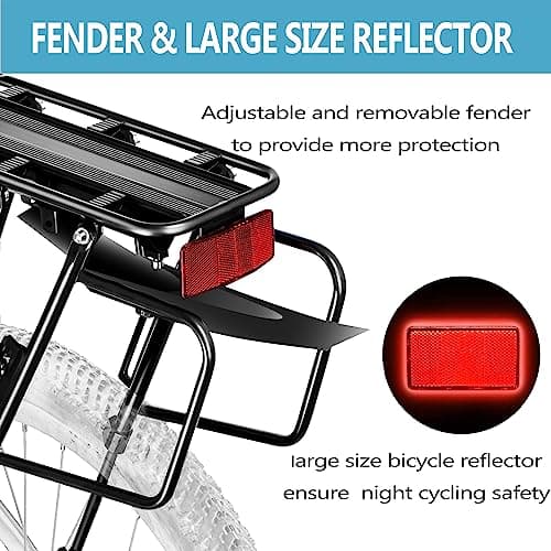 YONTUO Rear Bike Rack,100KG Capacity Solid Bearings Bike Cargo Rack w/Fender & Large Size Reflective,Quick Release Mountain Road Bicycle Rear Racks,Universal Bike Luggage Touring Carrier Rack,BCR06-EU — view 6