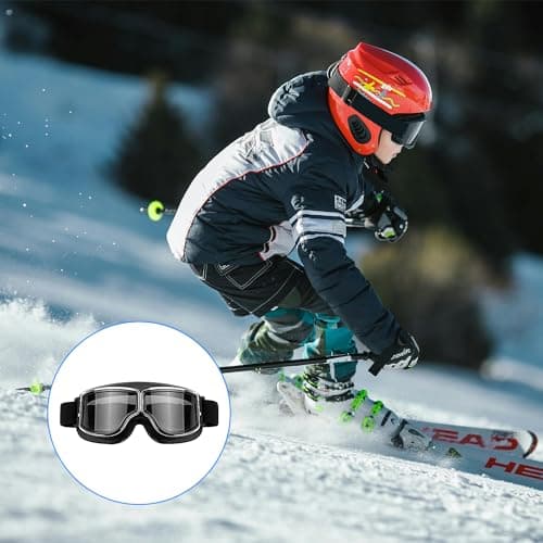 Rumyve PU Leather Goggles - Vintage Skiing & Motorcycle Riding Goggles, Anti-fog, Wind & UV Protection for Adults — view 4