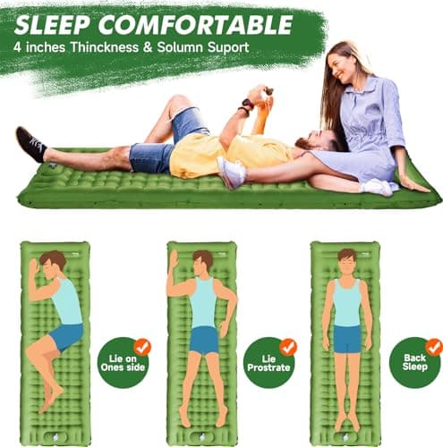 HiiPeak Sleeping Pad - Ultralight Inflatable Sleeping Mat with Built-in Foot Pump, Compact Waterproof Camping Air Mattress for Camping, Backpacking, Hiking, Tent Trap Traveling (Green) — view 2