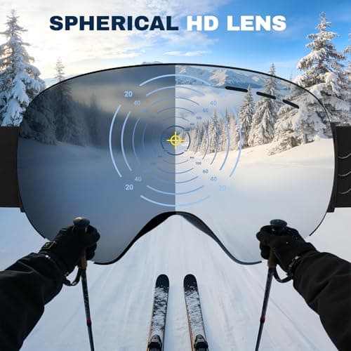 DOMOR Ski Goggles, Skiing Goggles for Men Women Youth Teen, Anti-fog UV Protection, Anti-Glare Snowboard Goggles for Skiing Snowboarding Cycling Motorcycle — view 5