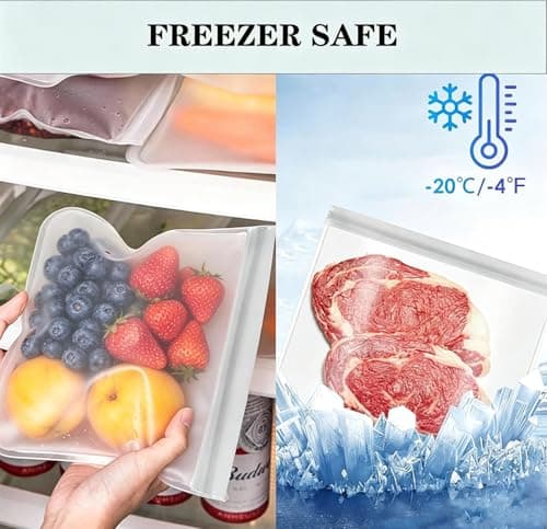 10 Pack Reusable Silicone Food Storage Bags - 3 Sizes BPA-Free Leakproof Ziplock Bags | Freezer & Dishwasher Safe for Sandwich Snack Liquid Fruit Lunch | UK Stock — view 5