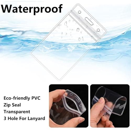 12 Pack Cruise Luggage Tag Holder with Lanyard, Clear Suitcase Tags Luggage Labels Covers, Waterproof Zip Sealing, Durable Travel Tags — view 3