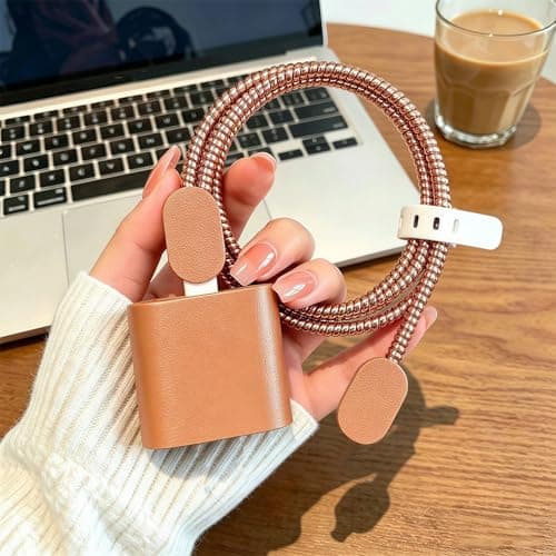 Hentenry 20W Charging Adapter Cover Set with Integrated Cable Wrap, Brown — view 4
