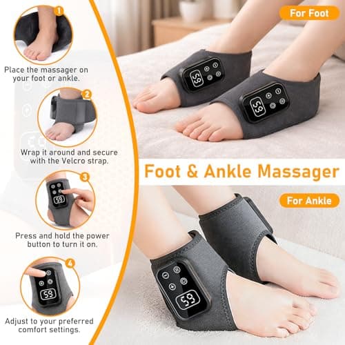2PCS Cordless Foot and Ankle Massager for Pain Relief, Heating Pad, Ankle Heating Wrap, Cordless Foot Massager with Heat and Vibration, Portable for Home and Travel Use — view 4