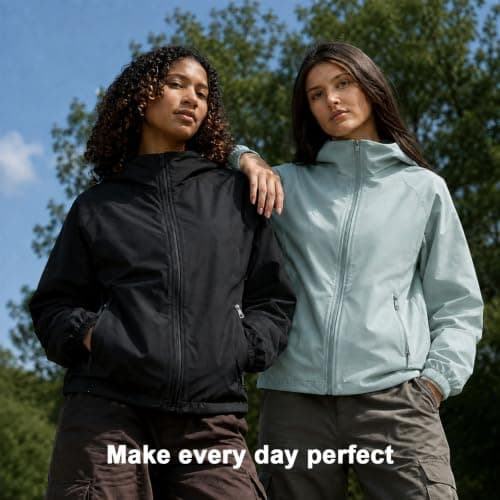 GDOKKNY Women Waterproof Rain Jacket, Lightweight Packable Hooded Raincoat with Storage Pouch, Windproof Rain Coat for Cycling Hiking Commuting Travel — view 2