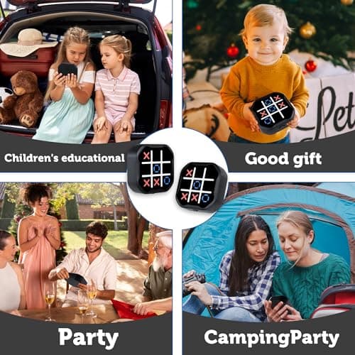 MASSRT 3-in-1 Electronic Tic Tac Toe Handheld Travel Game, Black — view 6